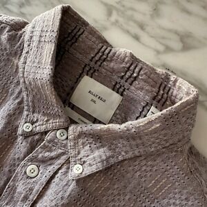 Billy Reid Tuscumbia Shirt XXL 2XL Brown Dobby Jacquard Textured Cotton Men's